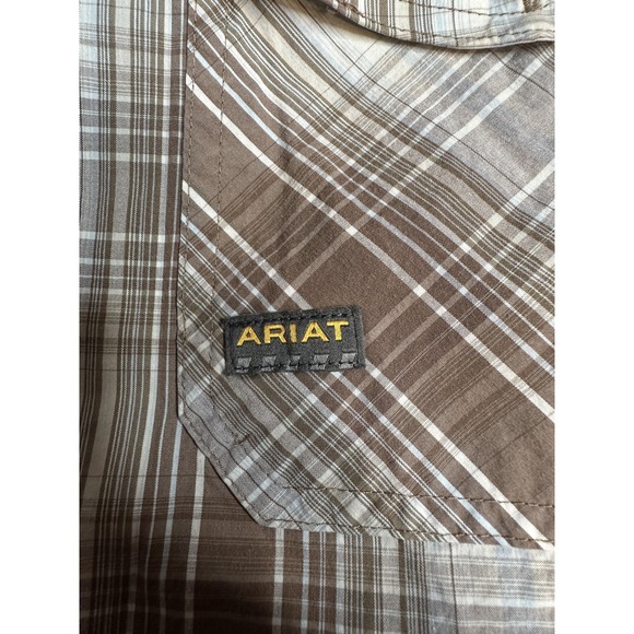 Ariat Rebar Shirt Mens XLT Brown Plaid Short Sleeve Stretch Button Up Work - Picture 3 of 11